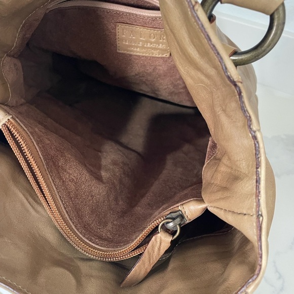 FALOR NWOT Genuine Leather Made in Italy, soft Brown Fawn color, cool details - Picture 8 of 12
